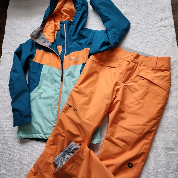 Marmot Ambrosia Winter Ski Colorful Snow Pants Coat Set - Picture 16 of 16
